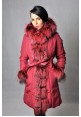 Dámsky textilný kabát s kožušinou Ankara bordo